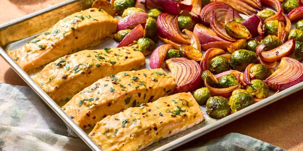 Sheet-Pan Honey Mustard Salmon & Vegetables