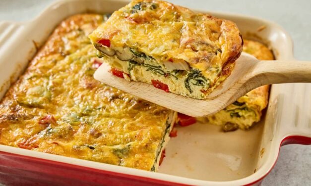 Excessive-Protein Breakfast Casserole